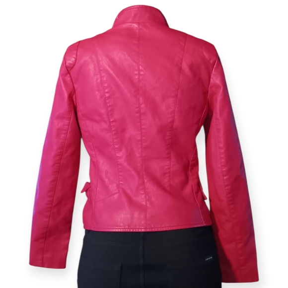 Chouyatou Fuchsia Pink Faux Leather Jacket XS – Like New - Picture 5 of 6